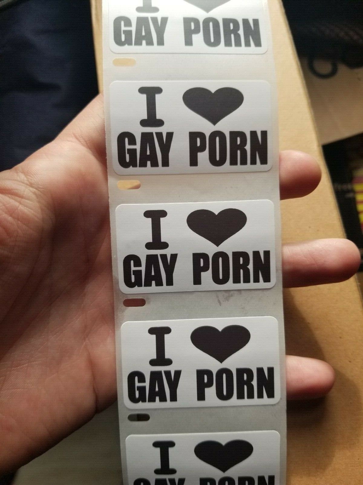 I LOVE GAY PORN Stickers 25-1000 Pack gag sticker gay pride joke decal