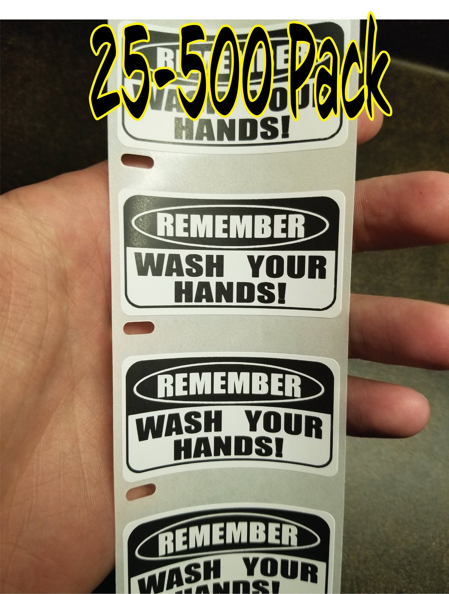 Remember Wash Your Hands 25-500 Pack Labels decal stickers pandemic water-resistant