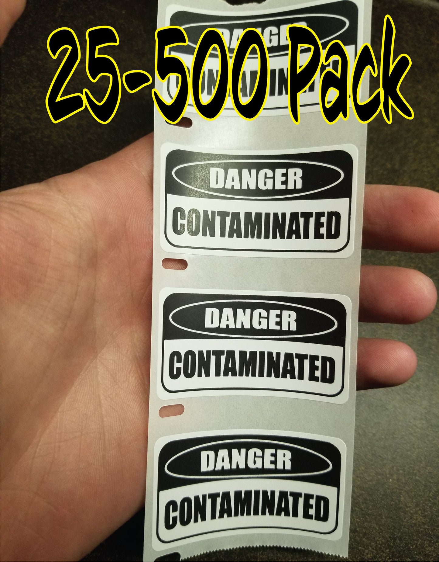 DANGER CONTAMINATED 25-500 Pack Sticker stickers decal labels bacteria virus flu cold