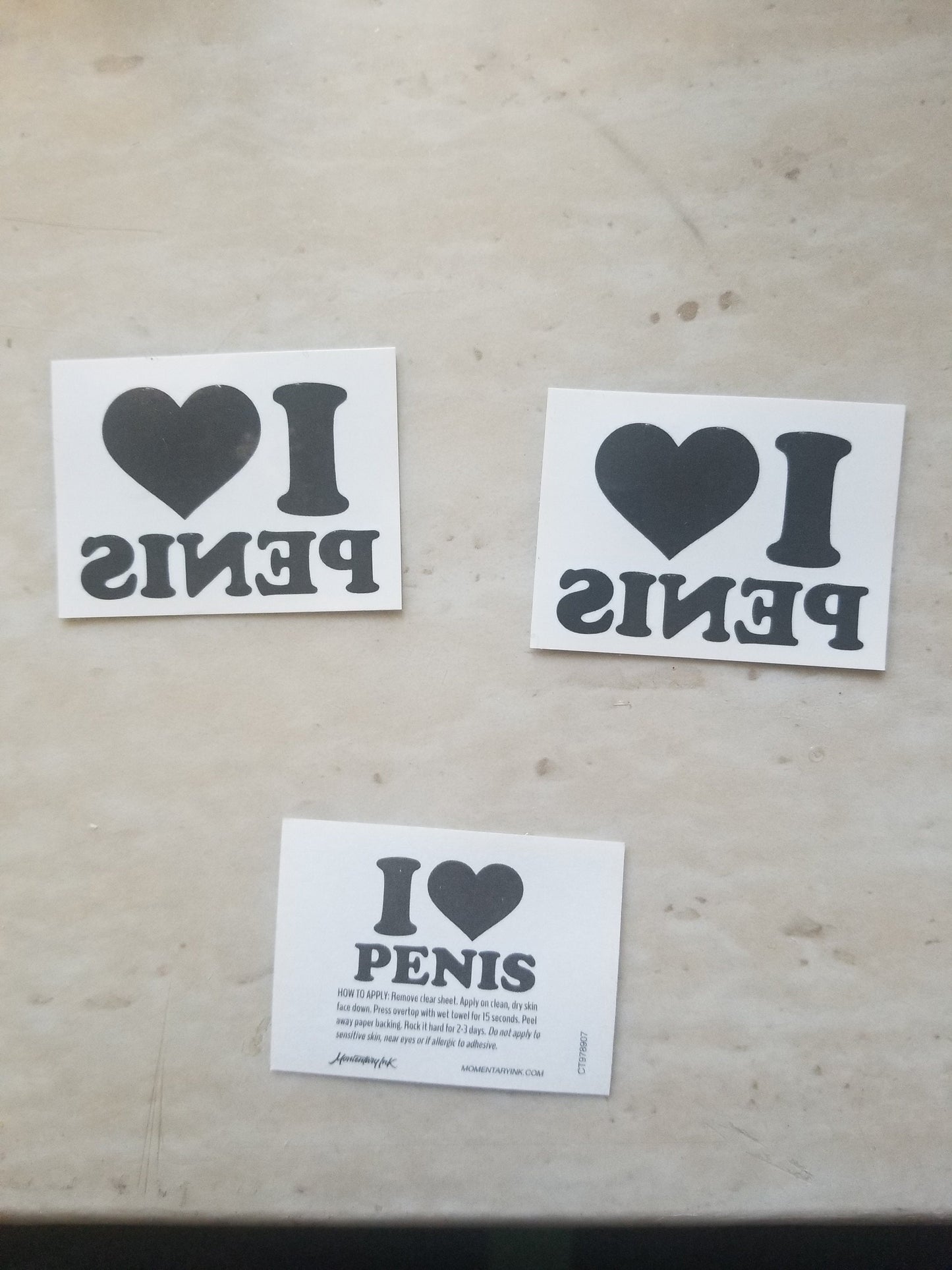 3 PACK I LOVE PENIS temporary tattoo dong willy dick weiner willy cock sticker gay pride bisexual lbgt bachelorette party