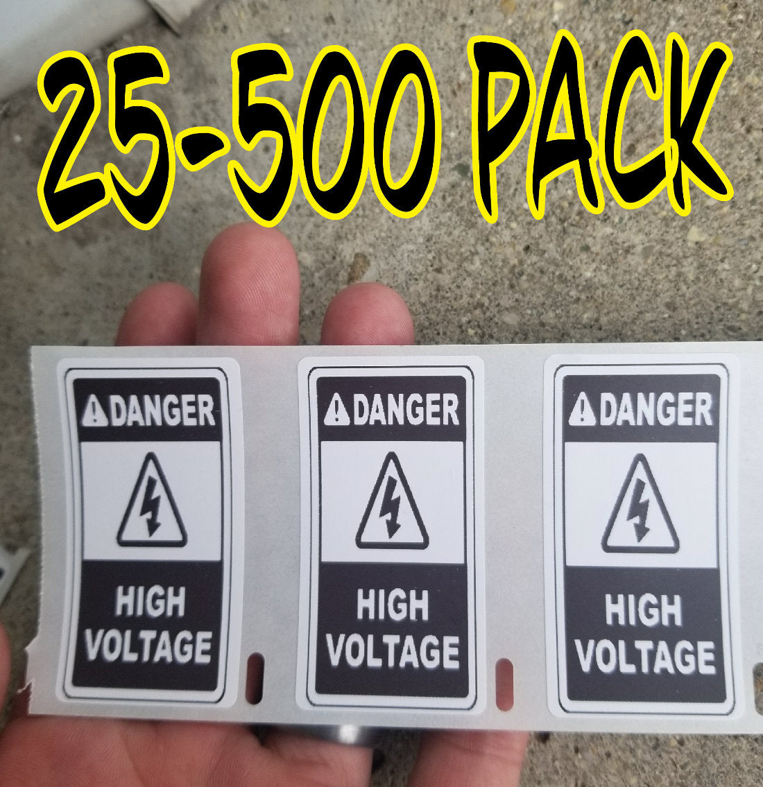 DANGER HIGH VOLTAGE 25-500 Pack Labels decal gag joke stickers sticker warning