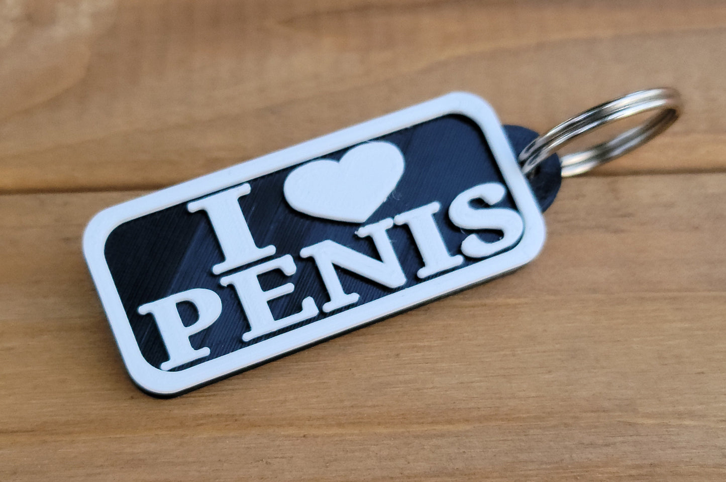 I LOVE PENIS keychain adult humor big black hard plastic BBC water proof cock