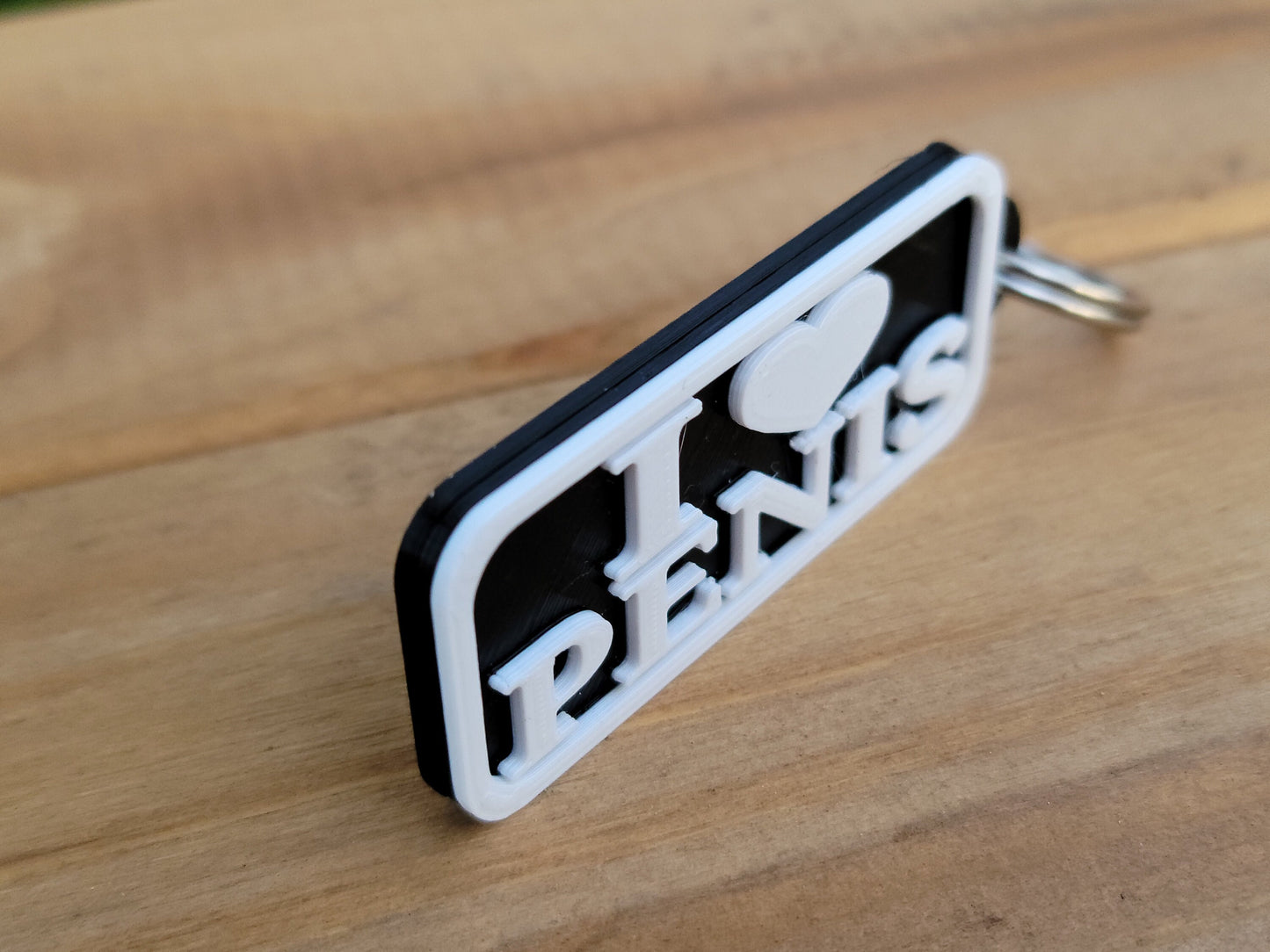 I LOVE PENIS keychain adult humor black hard plastic water proof key chain