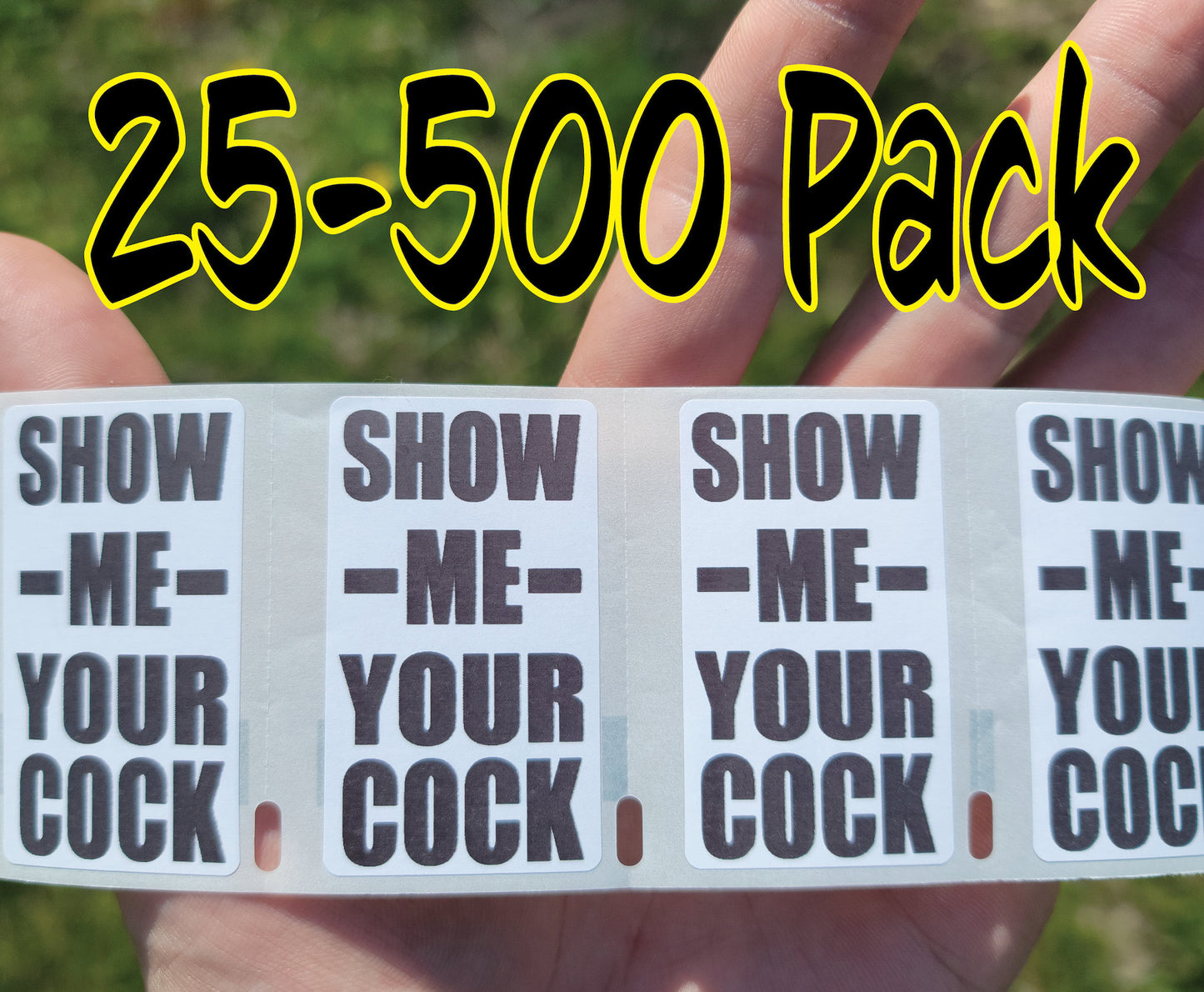 SHOW ME your COCK gag Stickers 25-500 Pack gag sticker gay wiener penis dong