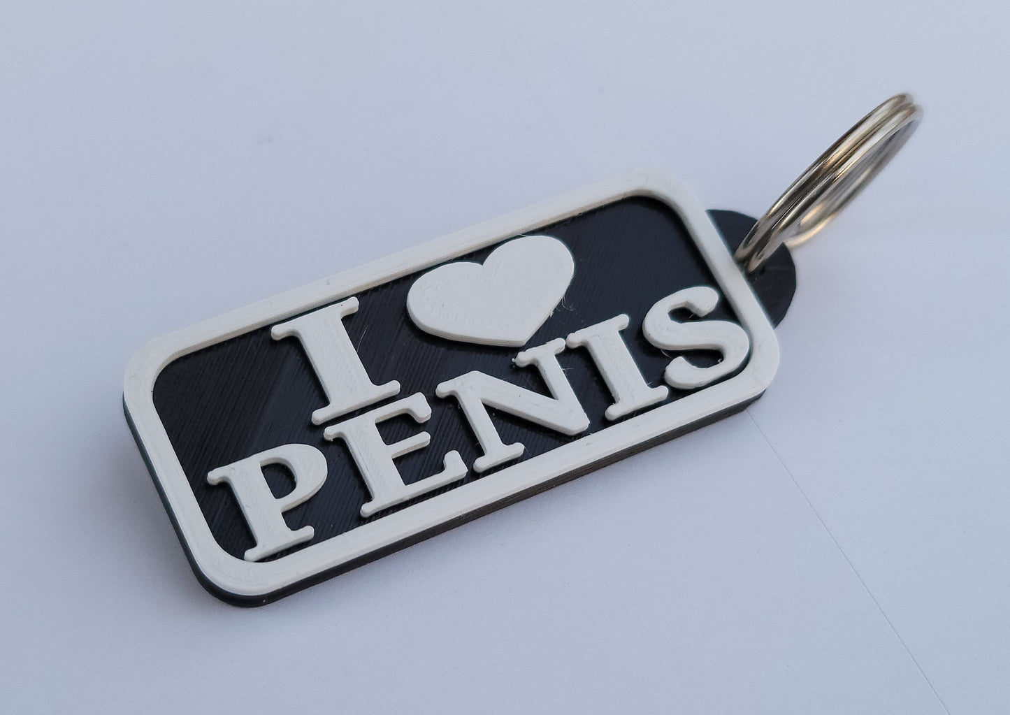I LOVE PENIS keychain adult humor big black hard plastic BBC water proof cock