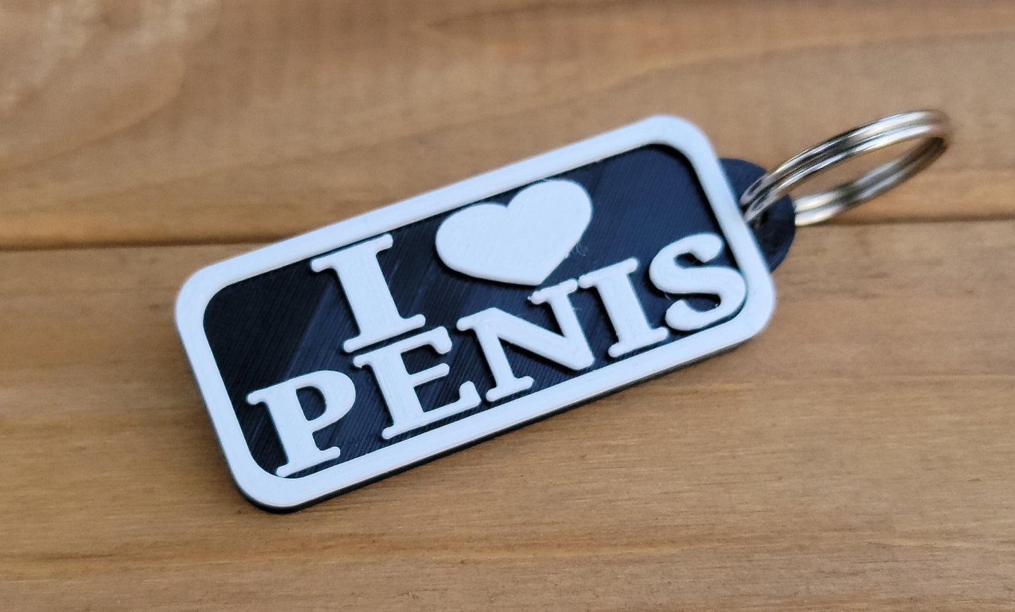 I LOVE PENIS keychain adult humor black hard plastic water proof key chain
