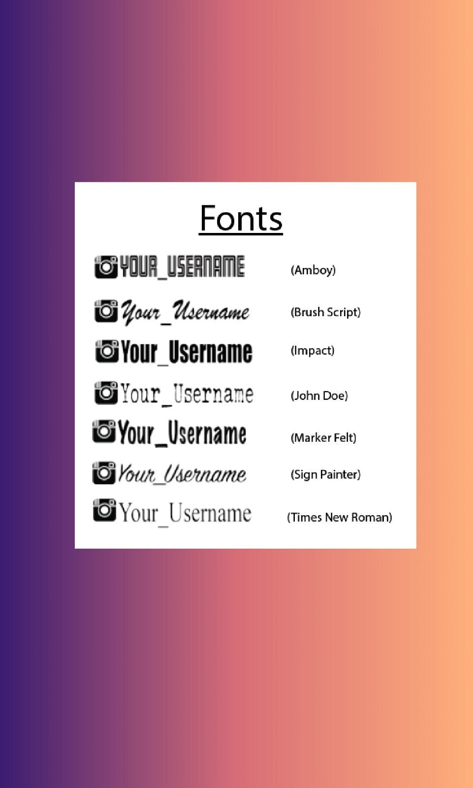 Custom Instagram User Name Stickers - 25-1000 Laptop Wall Handle Sticker