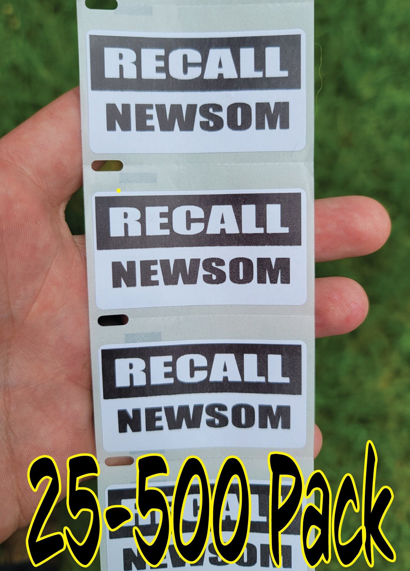 RECALL NEWSOM 25-500Pack Stickers bulk Paper sticker decal label cali gavin california