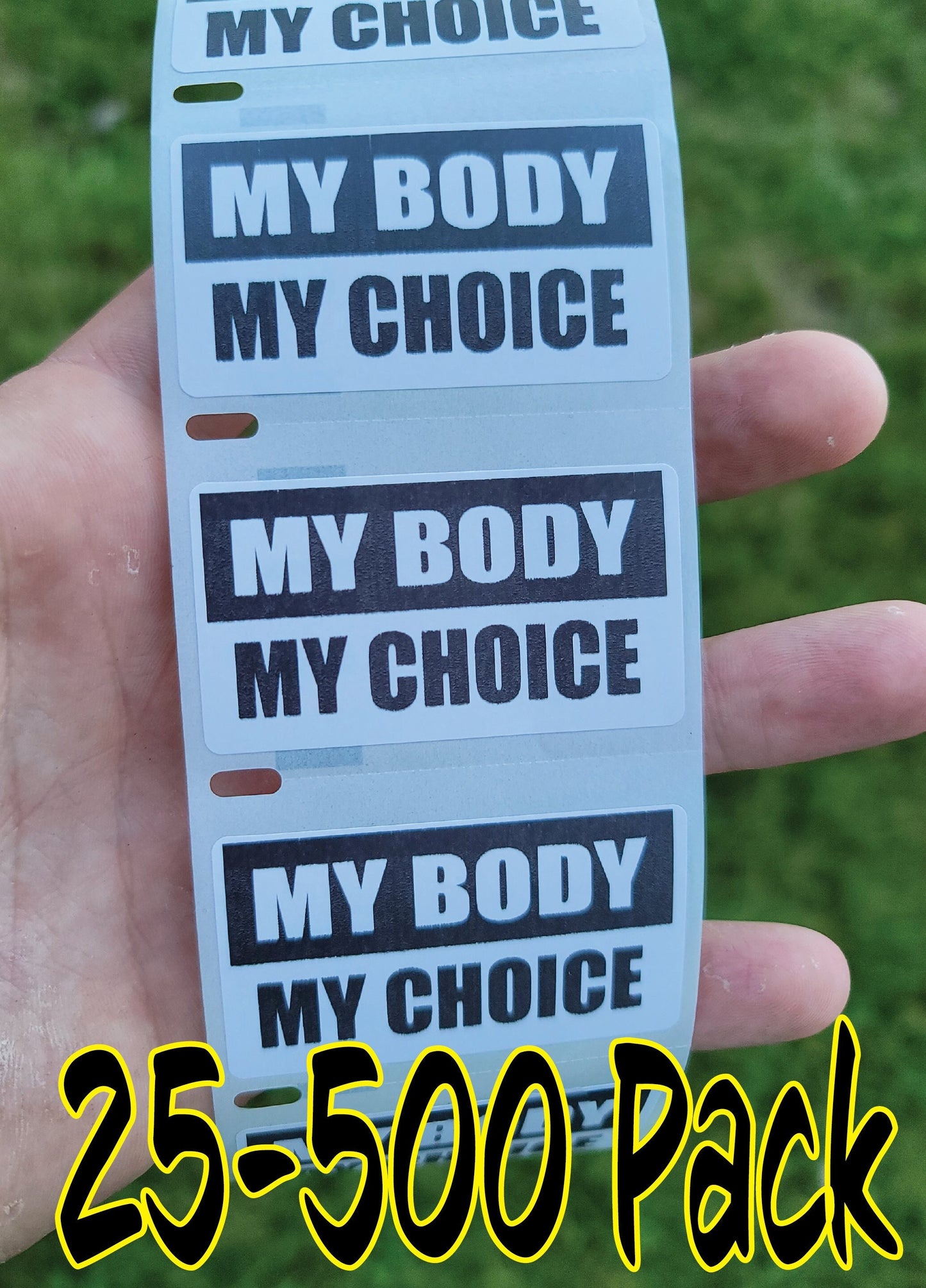 MY body MY CHOICE Stickers 25-500 pack awareness movement bulk no ovaries roe v wade alito government ban