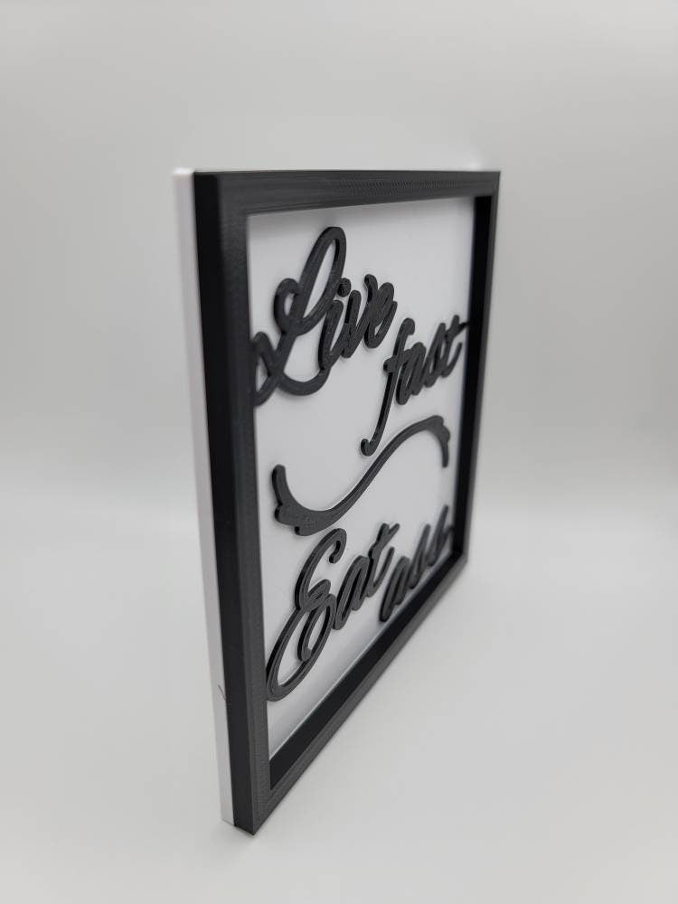 Live Fast Eat Ass - wall decor gag gift funny sign housewarming gift door hanger