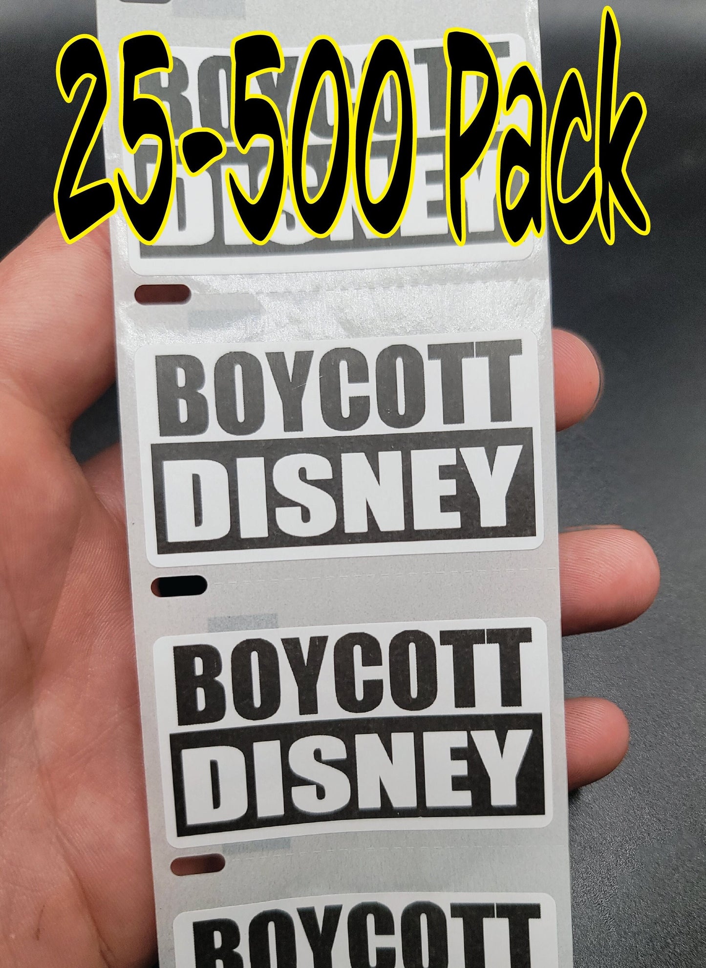 BOYCOTT DISNEY stickers 25-500Pack Gag decal labels hard hat protest stop