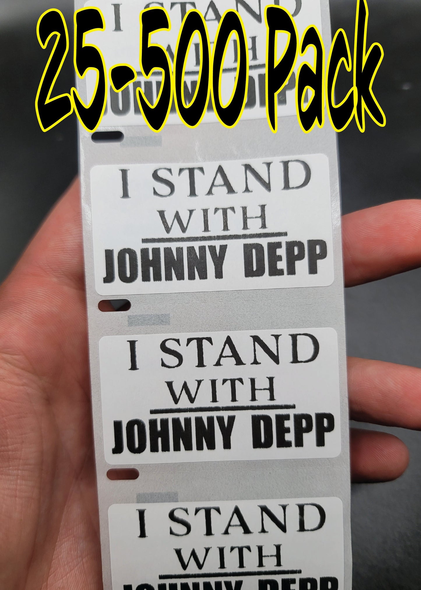 I STAND with JOHNNY DEPP 25-500Pack stickers cancel nothing stop lot hard hat amber