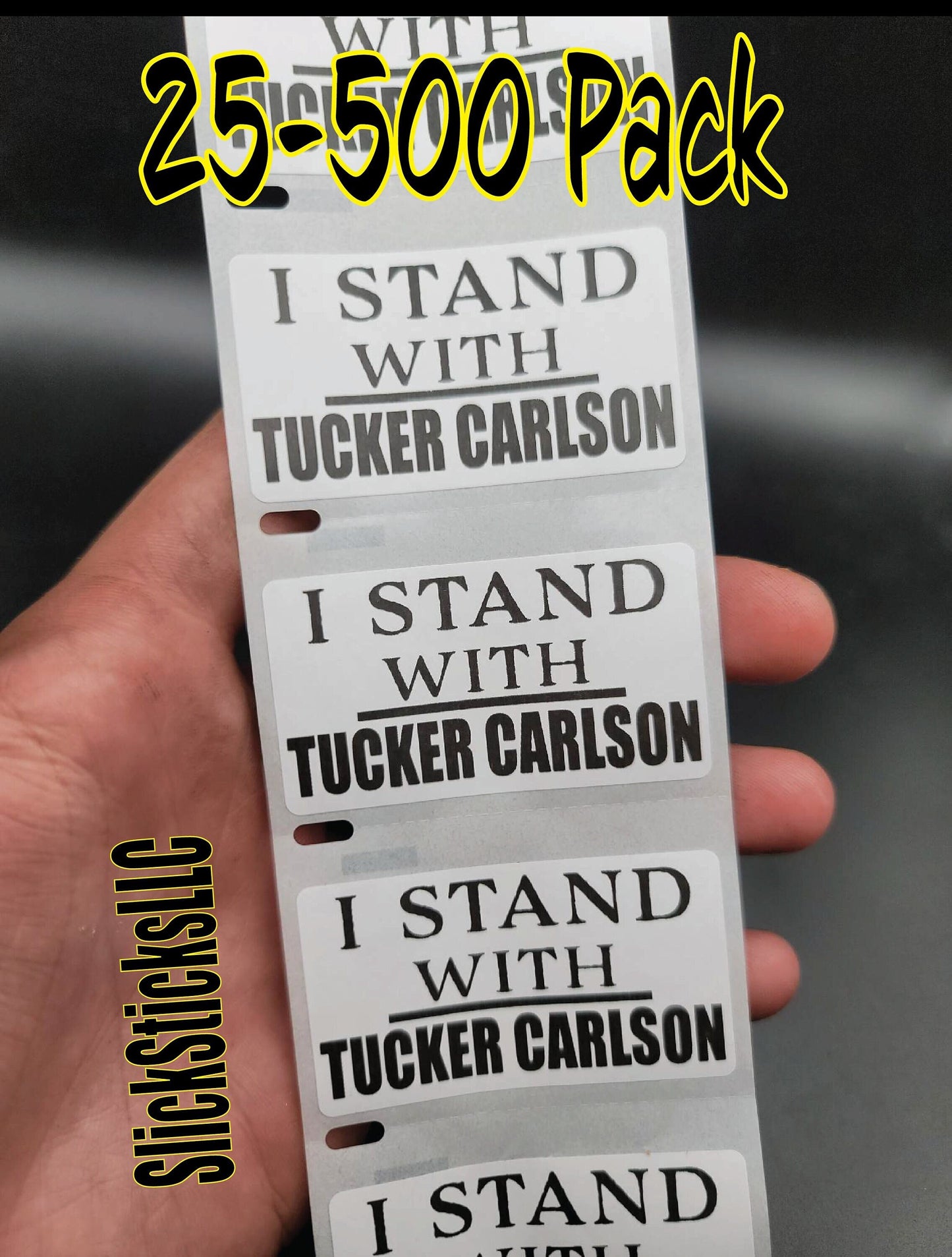 I STAND with TUCKER CARLSON" 25-500Pack stickers removal news support cancelled