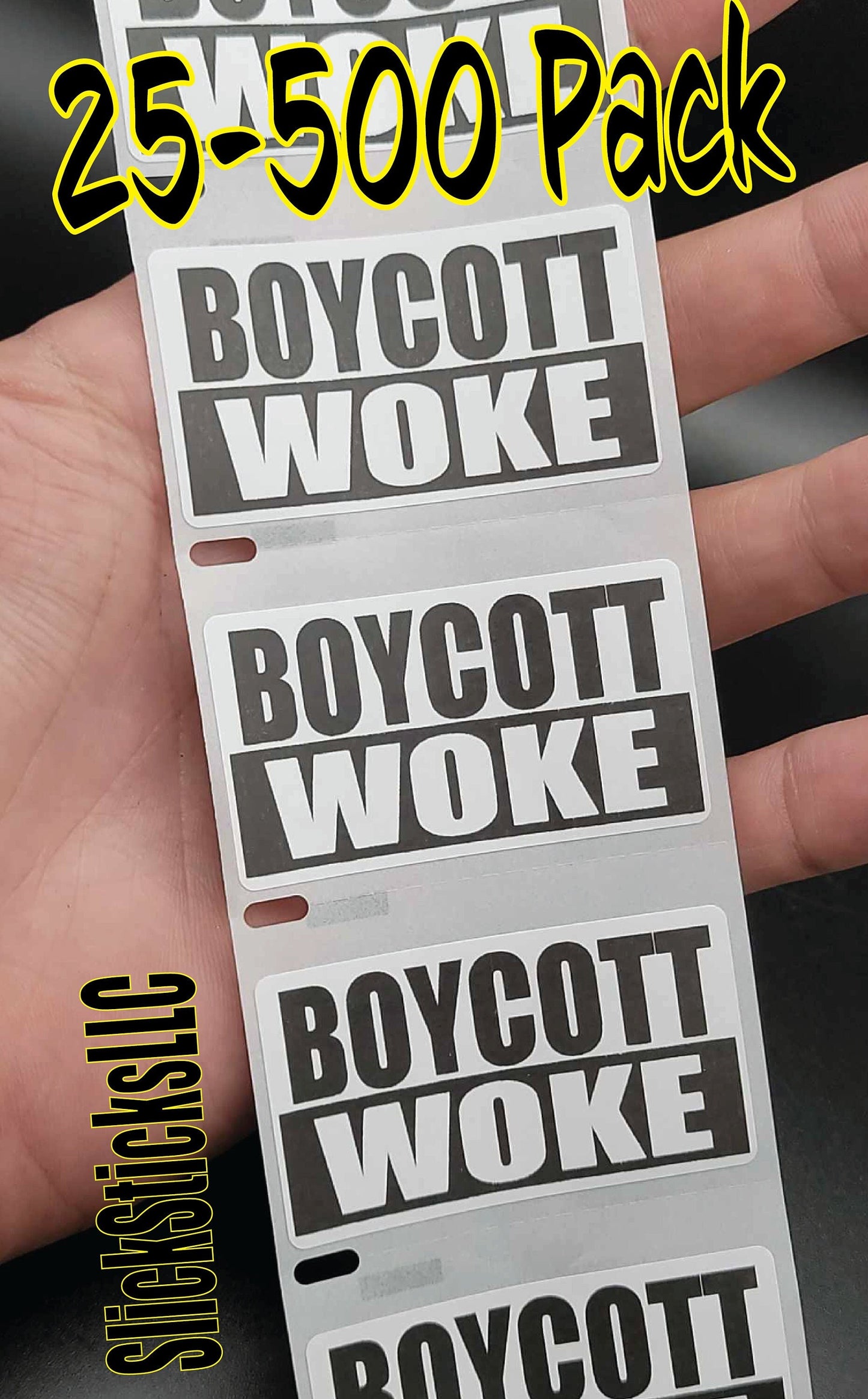 BOYCOTT WOKE 25-500Pack stickers decal labels protest stop companies target media