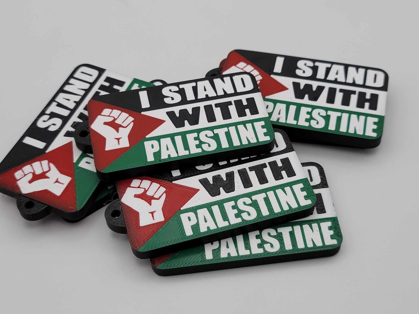 I STAND WITH PALESTINE keychain double sided hard plastic water proof key ring free ceasefire