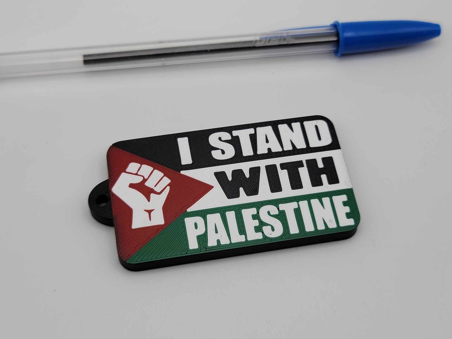 I STAND WITH PALESTINE keychain double sided hard plastic water proof key ring free ceasefire