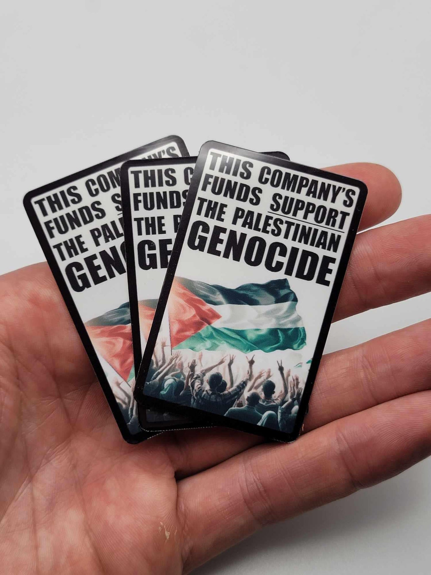 This company's funds support the PALESTINIAN GENOCIDE - boycott - FREE Palestine Stickers bulk lot