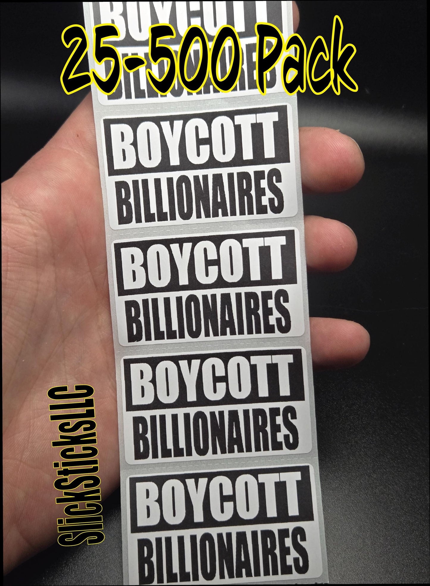 BOYCOTT BILLIONAIRES 25-500 bulk pack stickers decal labels stop elon zuck trump deport