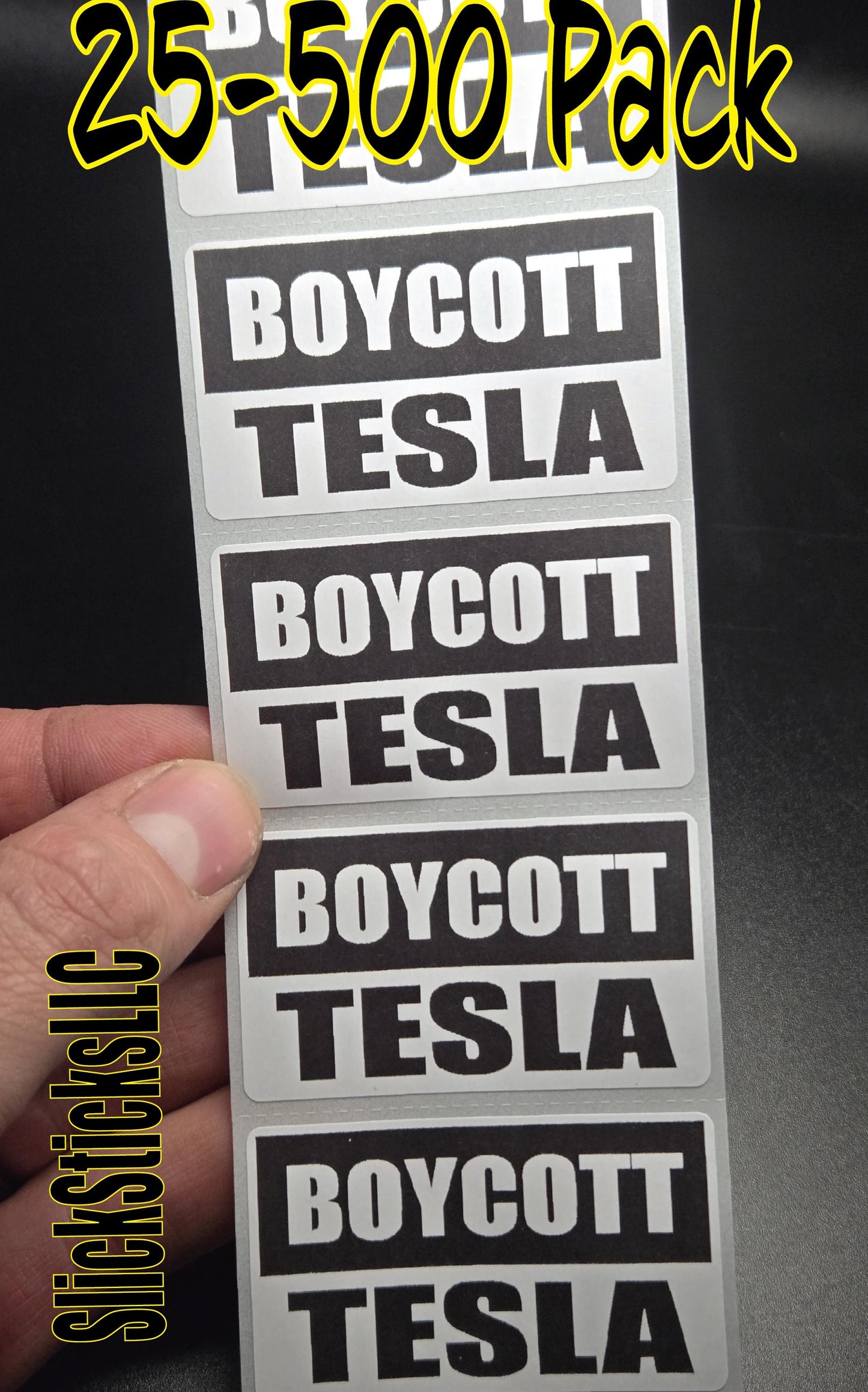 BOYCOTT TESLA stickers 25-500 bulk pack decals elect impeach donald stop musk trump sticker