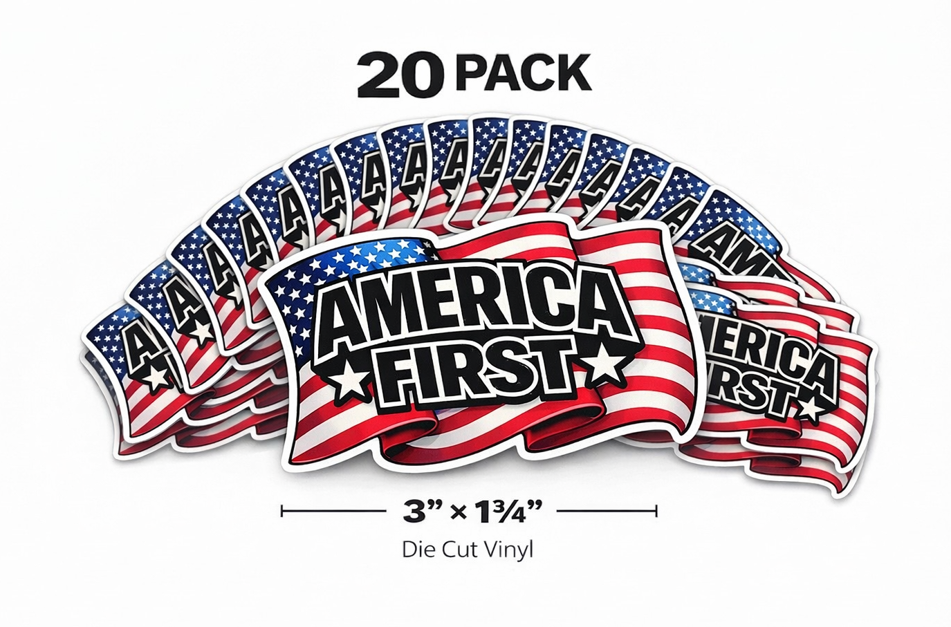 20pcs "AMERICA FIRST" stickers bulk decals laptop water only vote patriotic usa