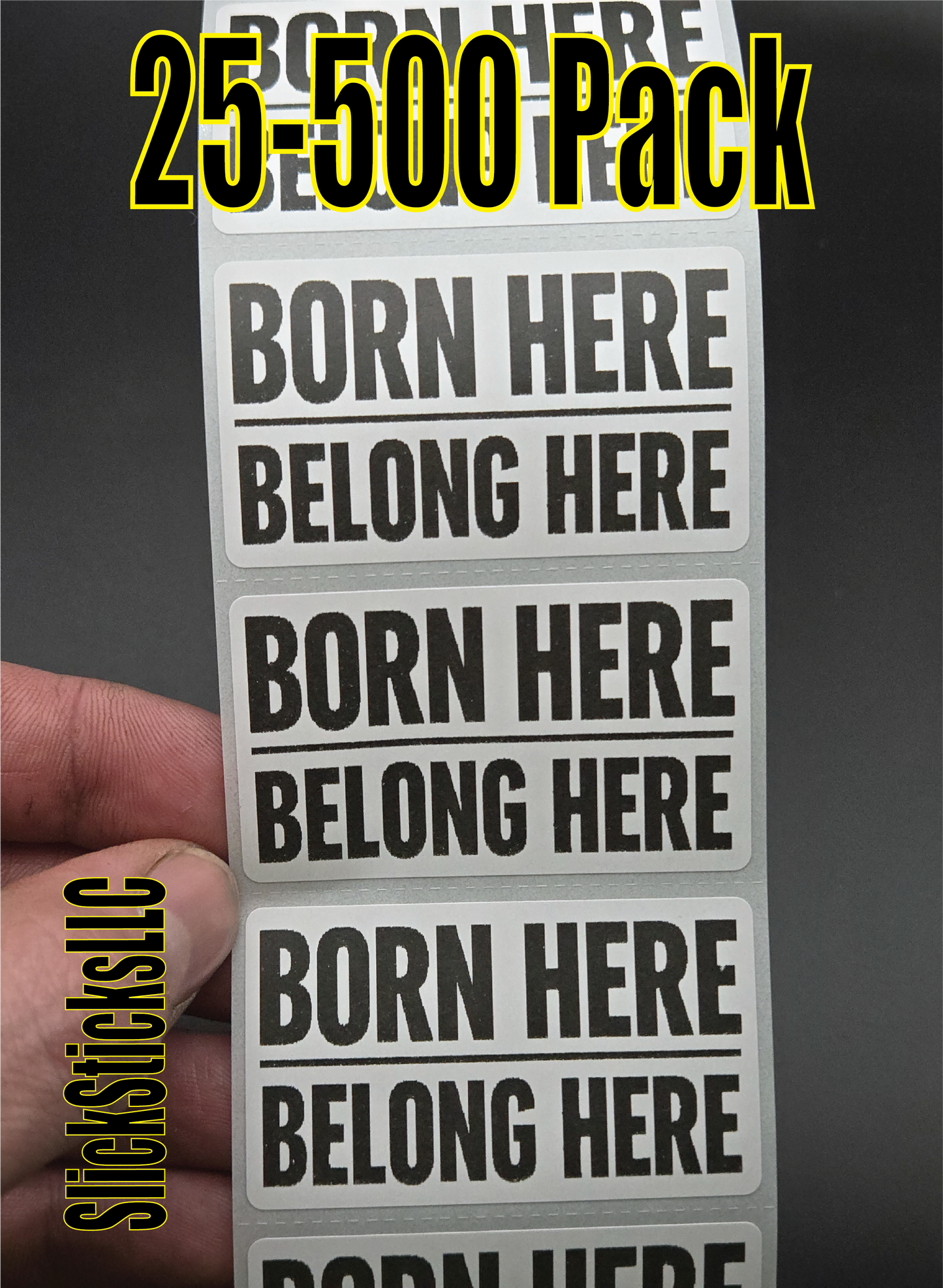 BORN HERE - BELONG HERE 25-500pcs stickers  pack labels protect birthright citizenship