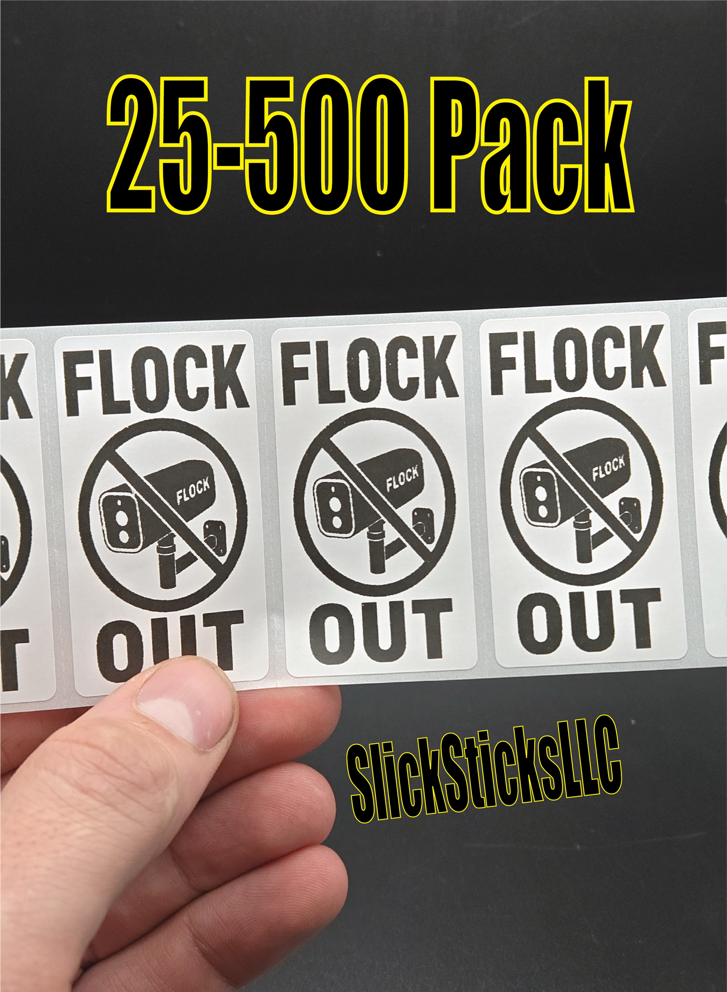 FLOCK OUT stickers 25-500 bulk pack decals stop anti flock camera surveillance