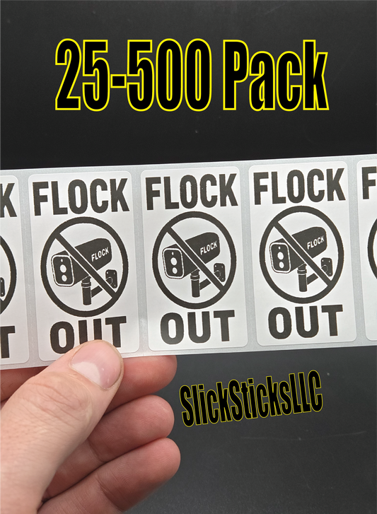 FLOCK OUT stickers 25-500 bulk pack decals stop anti flock camera surveillance