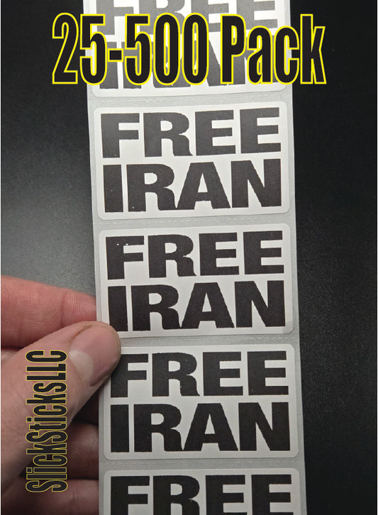 "FREE IRAN" 25-500 bulk pack stickers stop israeli stop no war peace freedom for