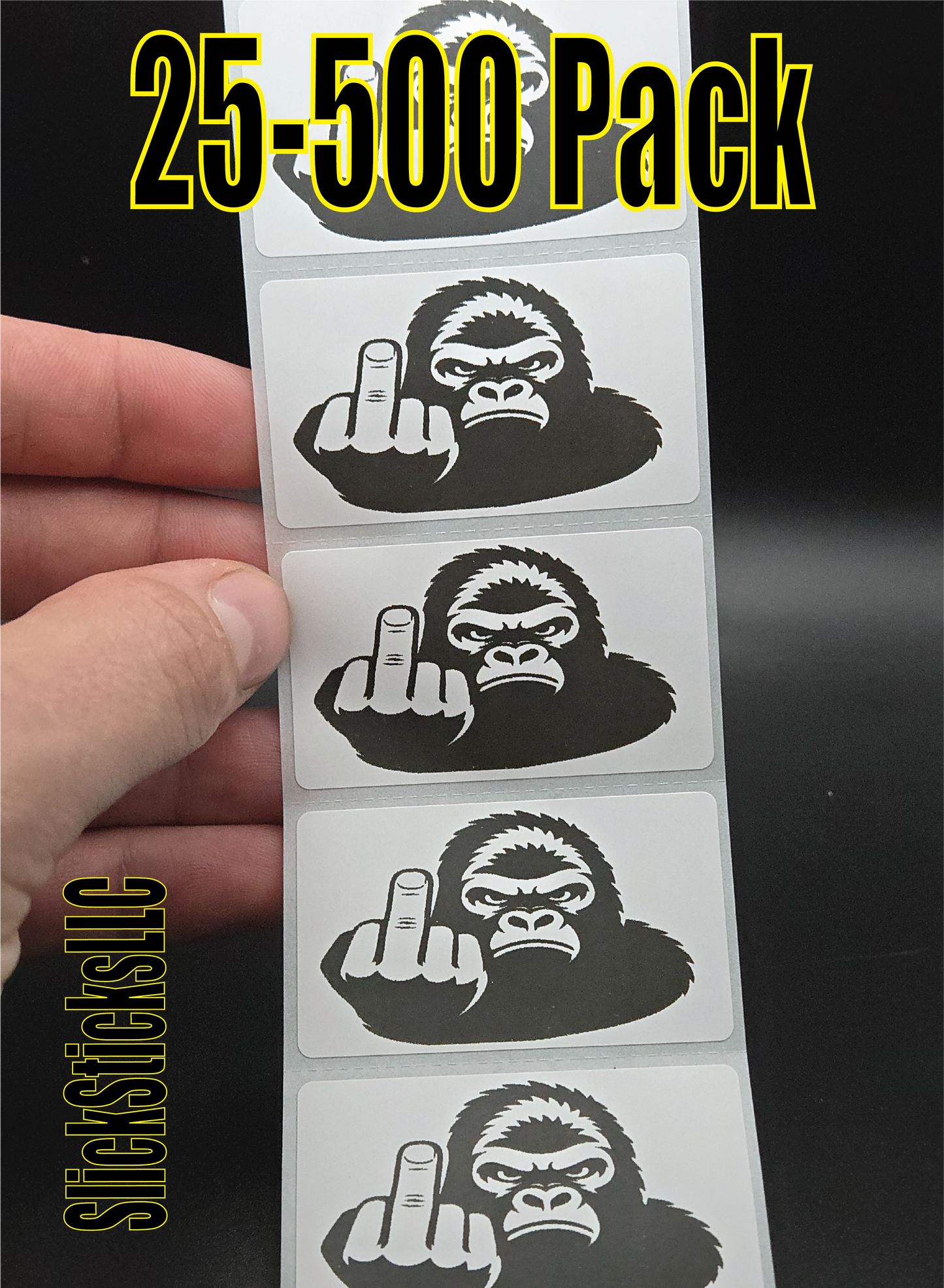 MIDDLE FINGER GORILLA  stickers 25-500 bulk pack decals prank funny humor hardhat