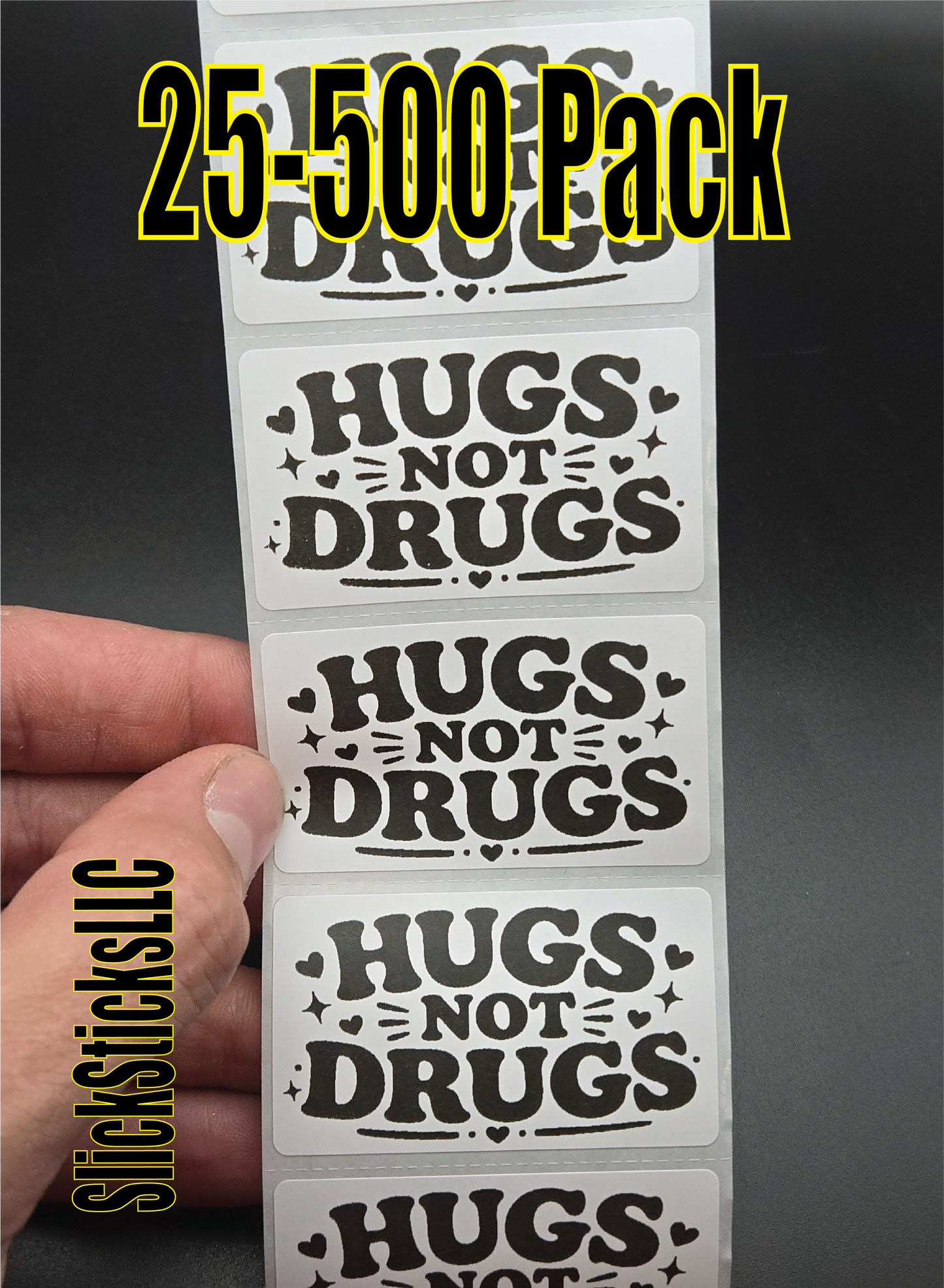 HUGS NOT DRUGS  25-500 Pack stickers bulk recovery sobriety positive
