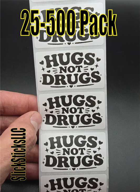 HUGS NOT DRUGS  25-500 Pack stickers bulk recovery sobriety positive