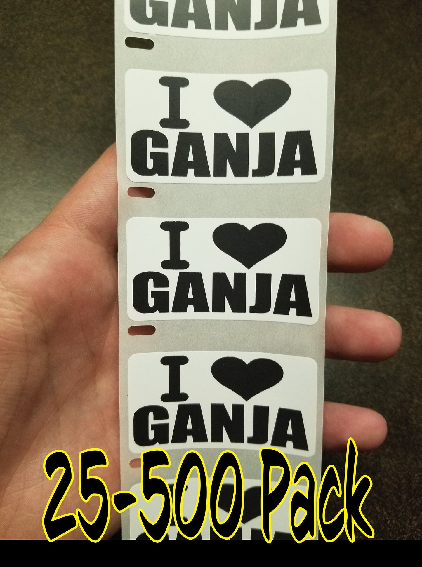 I LOVE GANJA stickers 25-500 Pack Gag prank sticker decal meme joke weed marijuana mary jane