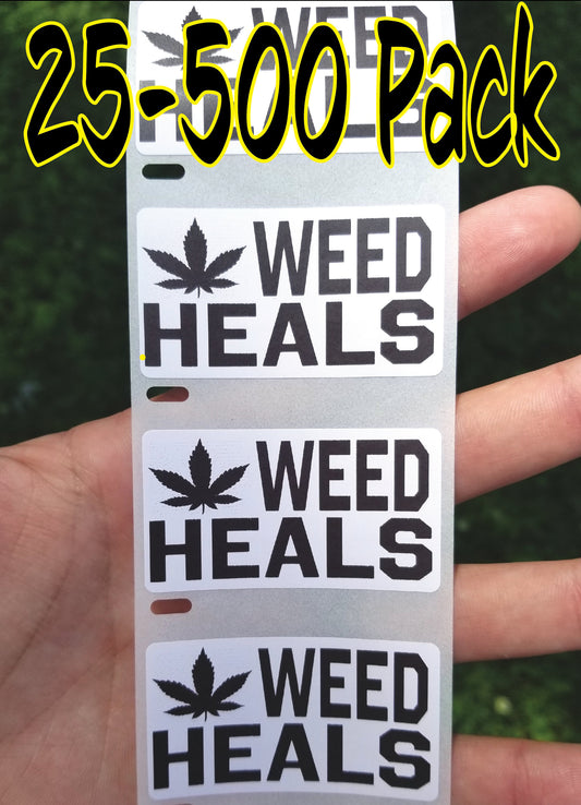 WEED HEALS 25-1000 Pack Pro Marijuana LEGALIZE Sticker Cannabis weed ganja thc bulk lot