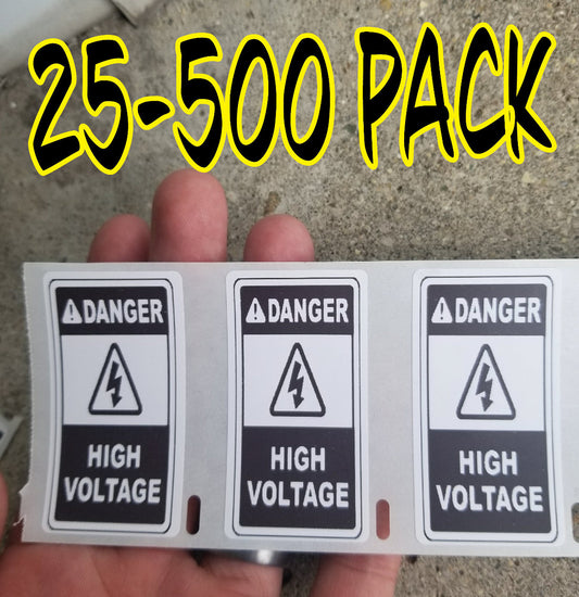 DANGER HIGH VOLTAGE 25-500 Pack Labels decal gag joke stickers sticker warning