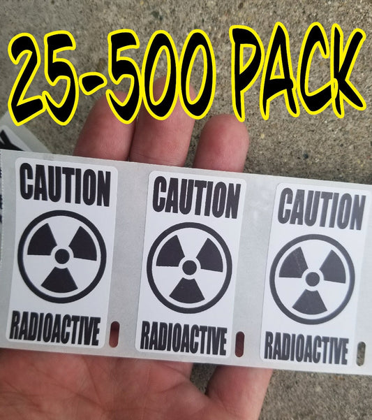 RADIOACTIVE WARNING Labels 25-500 Pack Stickers Gag prank sticker decal medical label laser caution