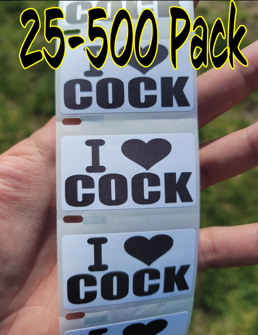 I LOVE COCK Stickers 25-500 Pack pro gay gag sticker joke decal dick penis cocks weiner