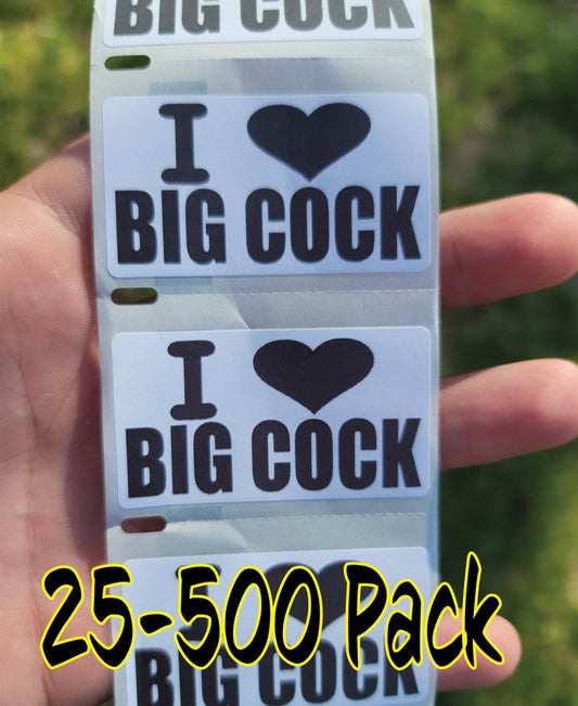 I LOVE BIG COCK Stickers 25-500 Pack pro gay gag sticker joke decal cocks penis