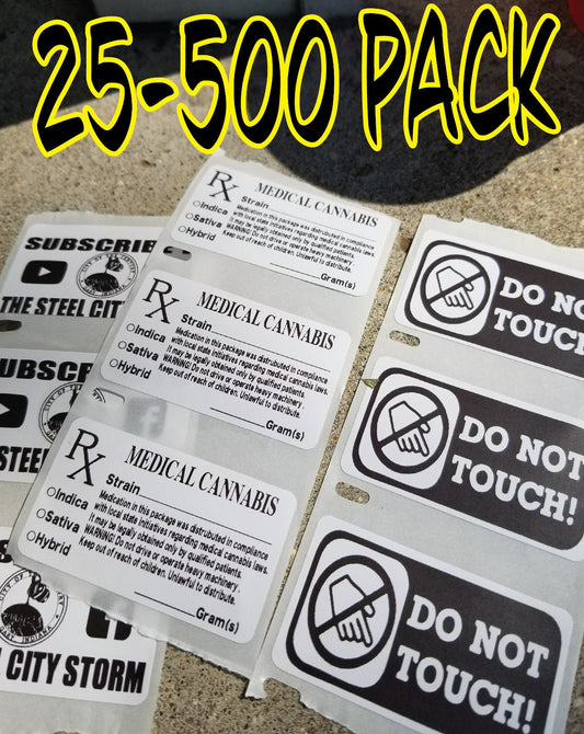 CUSTOM 1.25x2.25 inch labels 100-1000 Pack black and white sticky decals graphic