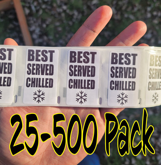 BEST SERVED CHILLED 25-500 stickers drink Labels decal gag party Stickers Gag Prank bulk lot