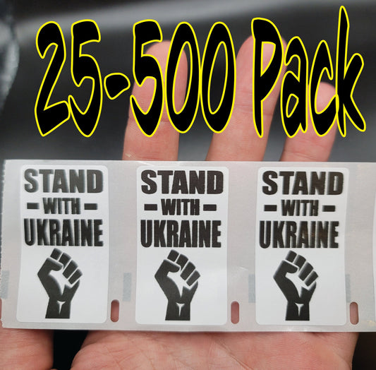 STAND WITH UKRAINE stickers 25-500 pack bulk political stop russia invasion decal labels