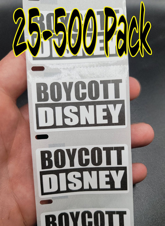 BOYCOTT DISNEY stickers 25-500Pack Gag decal labels hard hat protest stop