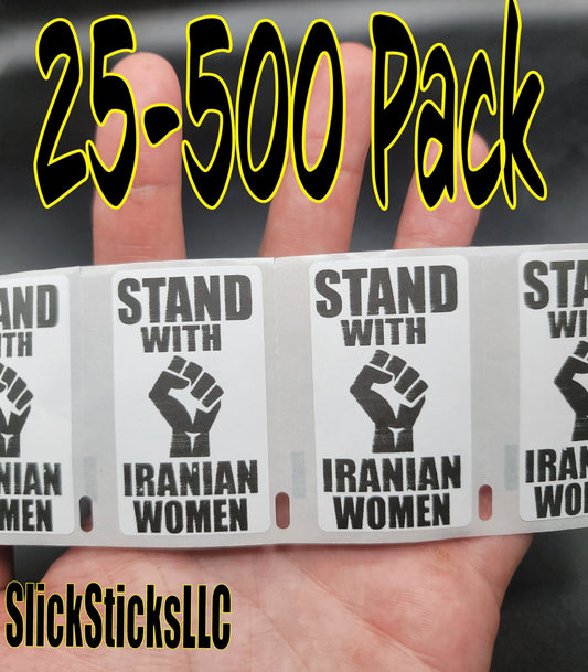 STAND with IRANIAN WOMEN 25-500 Pack stickers rights end movement pray support
