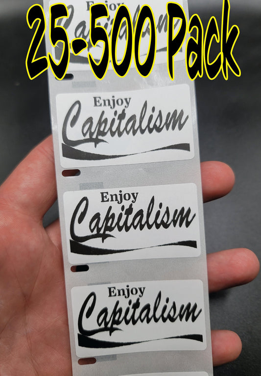 Enjoy Capitalism 25-500 Pack Stickers bulk Paper sticker decals label recession