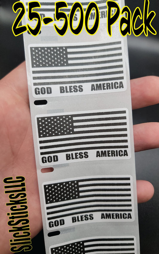 GOD BLESS AMERICA Flag 25-1000 Pack stickers Label decal decal patriotic 4th july independence