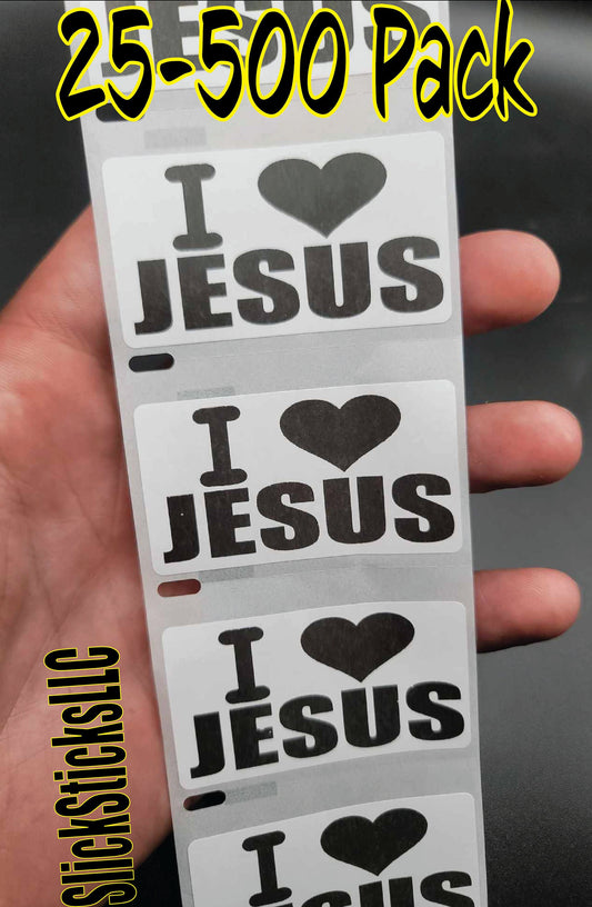 I LOVE JESUS Stickers 25-500 Pack decal labels sticker god bulk religious lord