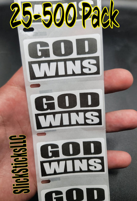 GOD WINS Stickers 25-500 Pack decal labels sticker jesus bulk lot religious