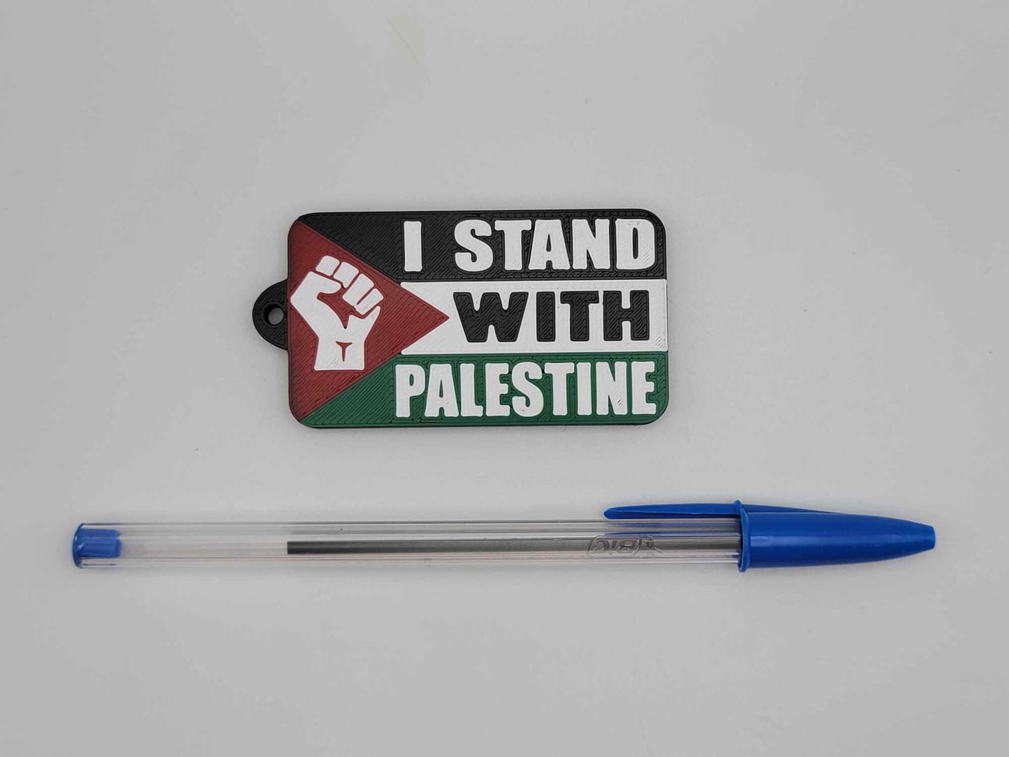 I STAND WITH PALESTINE keychain double sided hard plastic water proof key ring free ceasefire