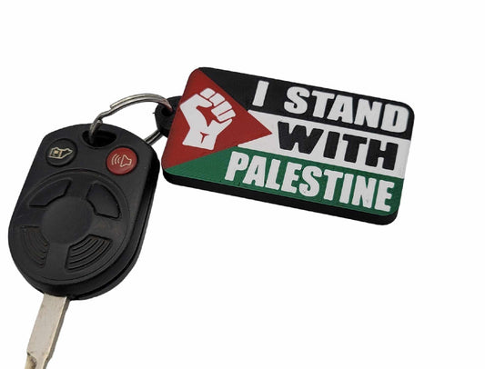 I STAND WITH PALESTINE keychain double sided hard plastic water proof key ring free ceasefire