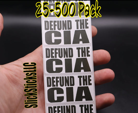 DEFUND THE CIA Stickers 25-500 Pack decals labels abolish dismantle end intel
