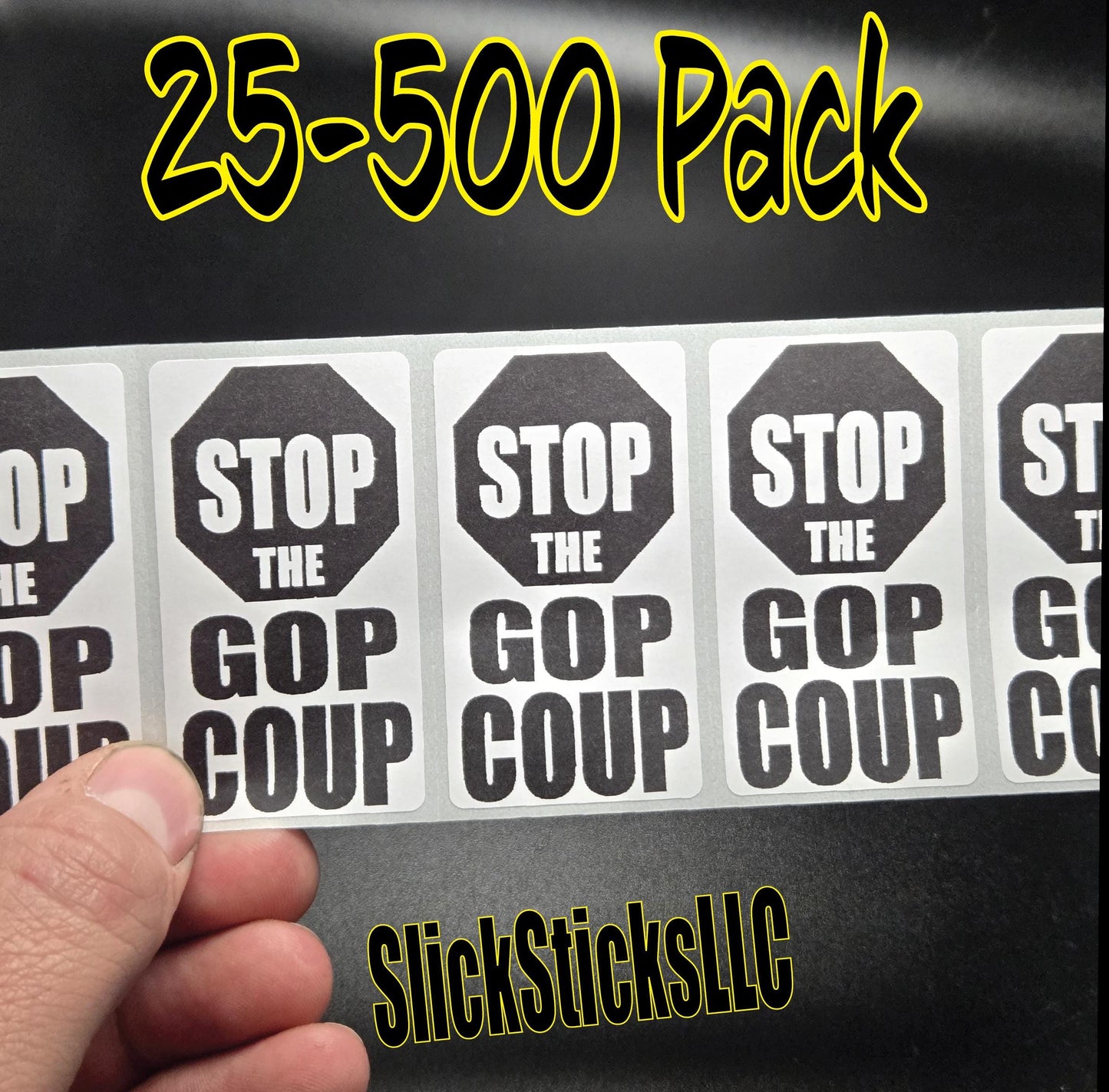 STOP the GOP COUP  25-500 bulk pack stickers decal labels stop anti impeach elon republican end